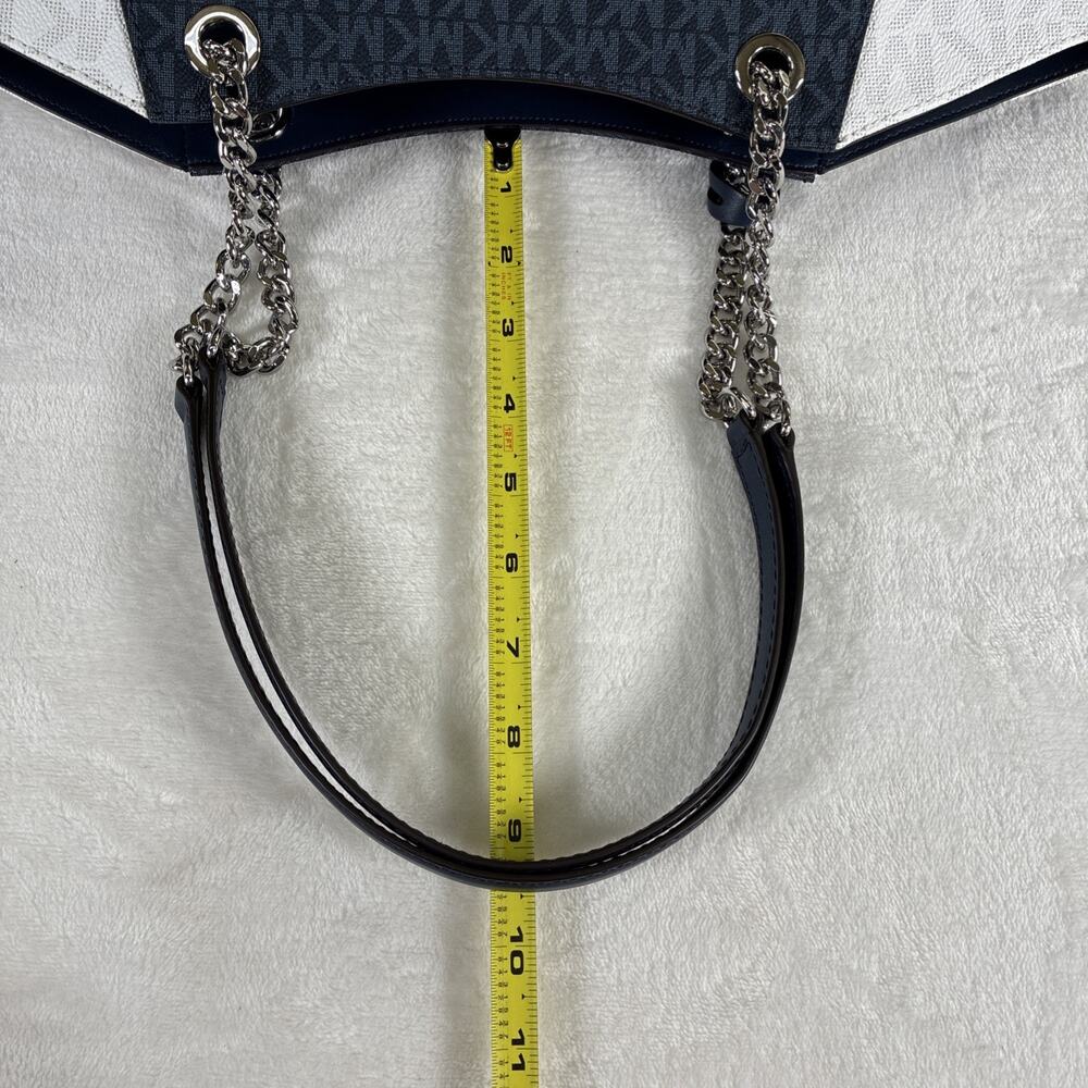 NWT Michael Kors Jet Set Travel Large Chain Shoulder Tote Bag Navy Multi Charity - Picture 12 of 16